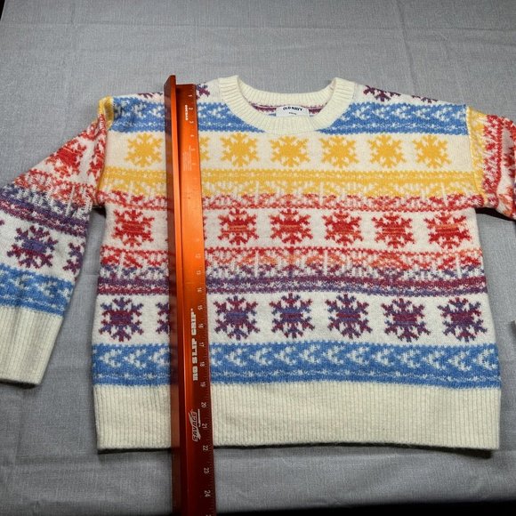 Knit Sweater & Beanie Hat Matching Set Rainbow Colorful Fair Isle PETITE MEDIUM - Picture 5 of 11